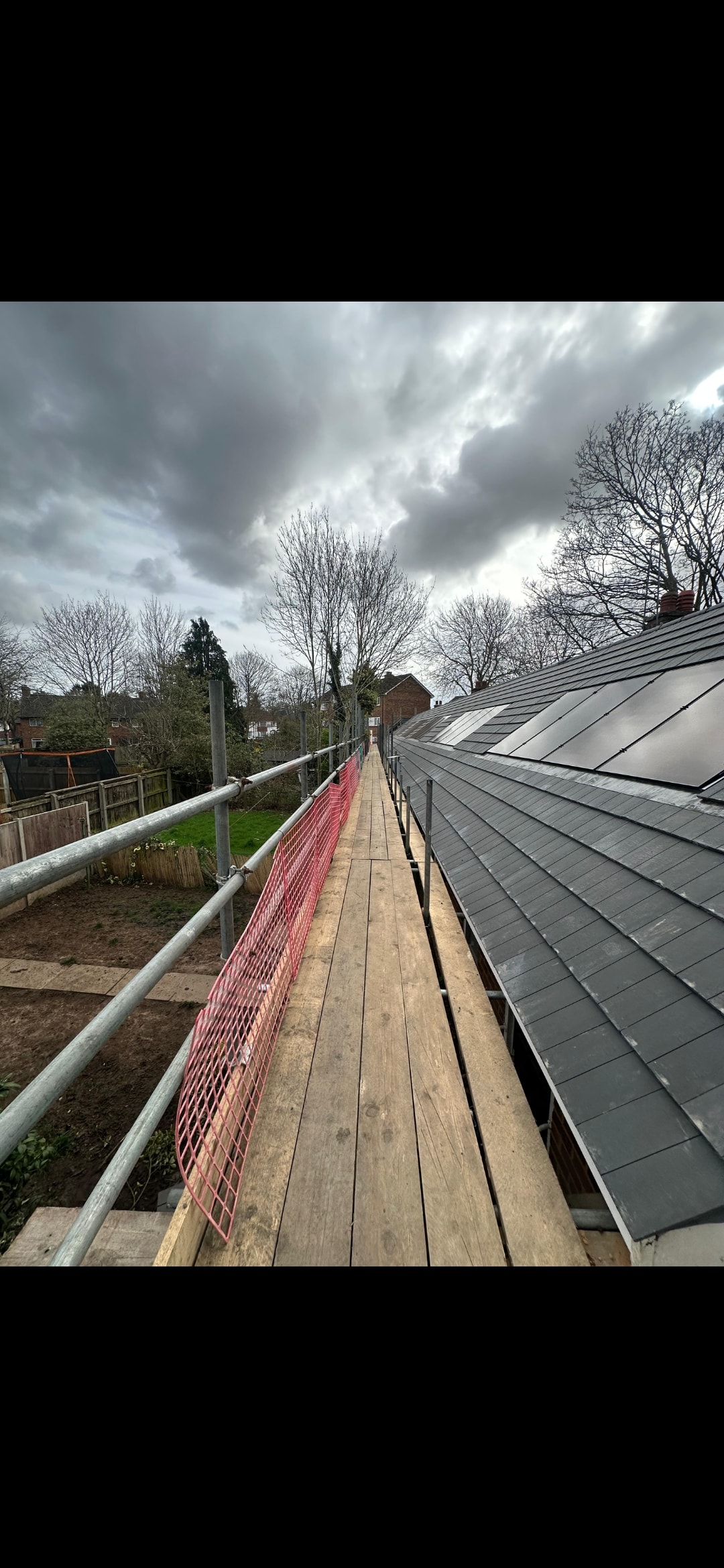 Solar panel installation with scaffolding Birmingham